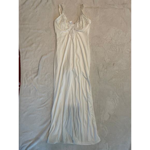 POPILUSH Shapewear Lace V Neck Side Slit Slimming Maxi Slip Dress Large White - Picture 6 of 14